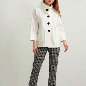 Joseph Ribkoff Stand-Up Collar Coat 213665 Cream size 14
